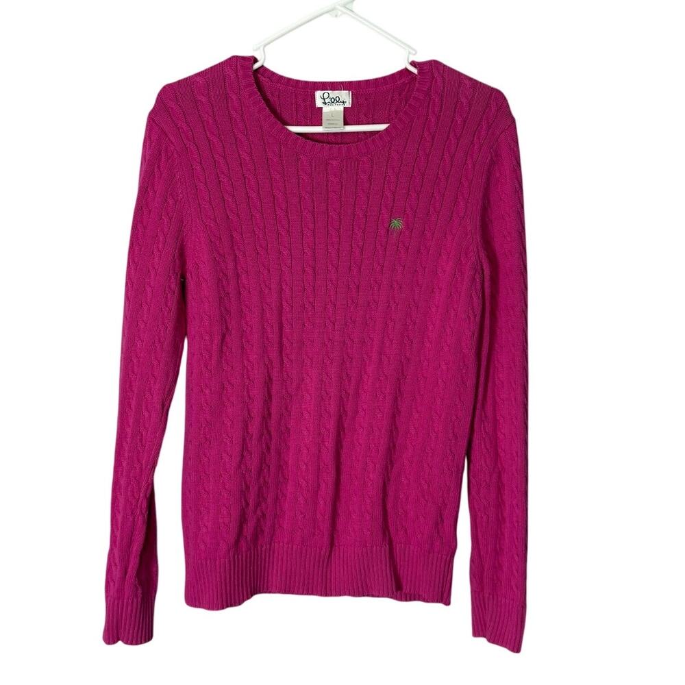 Vintage‎ Lilly Pulitzer Cable Knit Sweater Pink Size Large